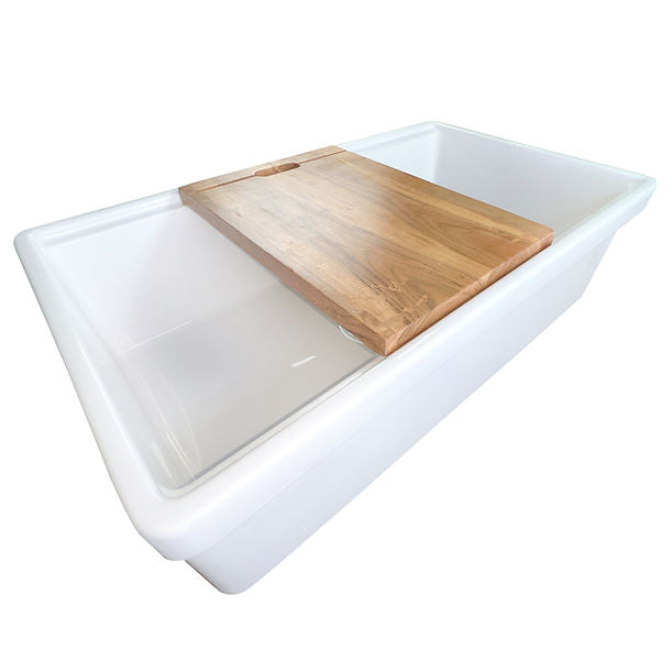 Nantucket 33" Single Bowl Workstation Fireclay Apron Sink with Cuttingboard