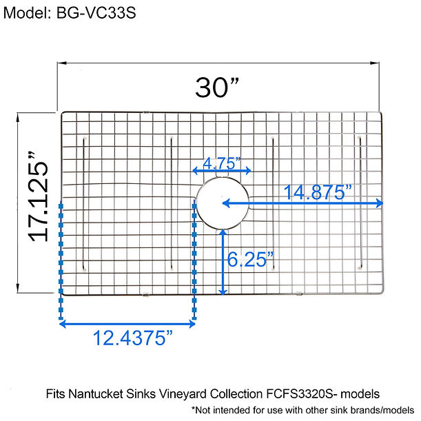 Nantucket Stainless Steel Bottom Grid BG-VC33S