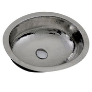 Nantucket OVS-OF 17.5" x 13.75" Hand Hammered Stainless Steel Oval Undermount Bathroom Sink With Overflow