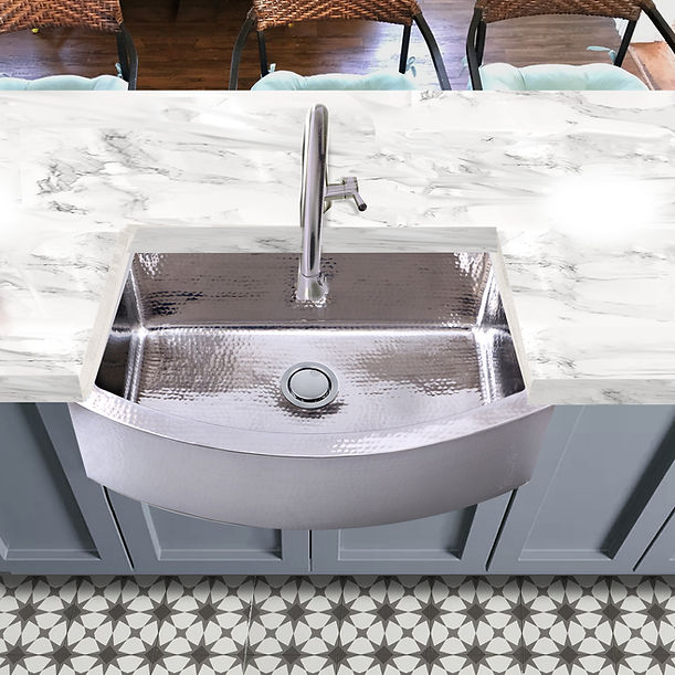 Nantucket Brightwork Collection Hammered Stainless Steel Large Single Bowl Prep Station Sink