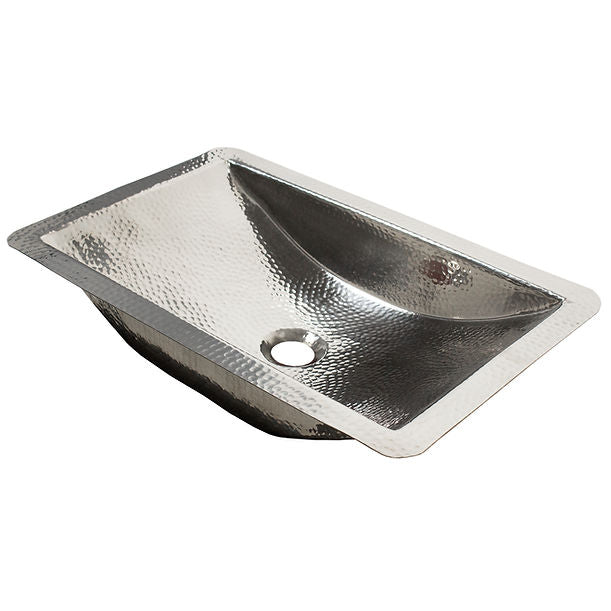 Nantucket TRS Hand Hammered Stainless Steel Rectangle Undermount Bathroom Sink