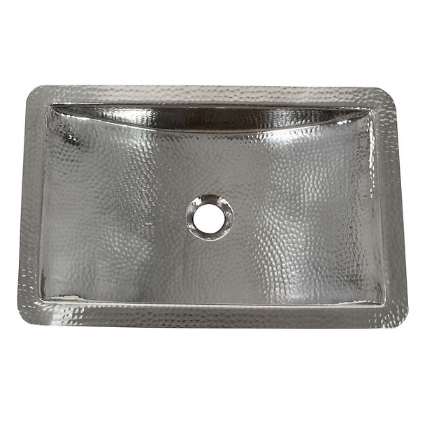 Nantucket TRS Hand Hammered Stainless Steel Rectangle Undermount Bathroom Sink