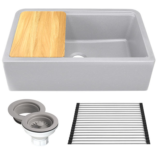 Nantucket 33" Reversible Workstation Granite Composite Apron Sink with Accessory Pack