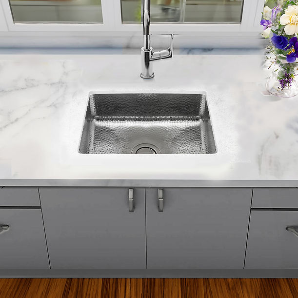 Nantucket RES - 20" Hammered Stainless Steel Rectangle Bar Sink