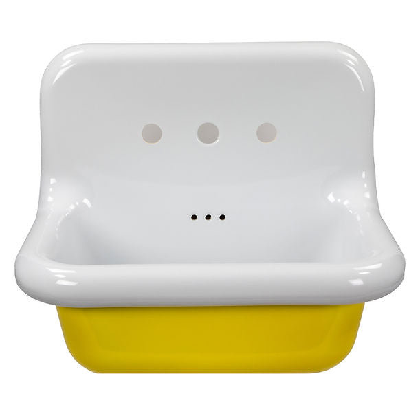 Nantucket Fireclay 30s Style Sink in white with a Yellow Bottom