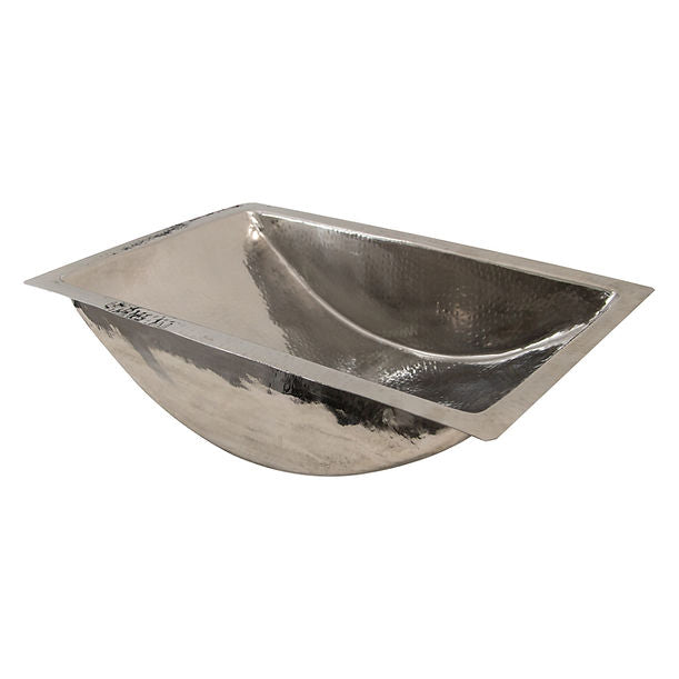 Nantucket TRS2416 Hand Hammered Stainless Steel Rectangle Undermount Bathroom Sink
