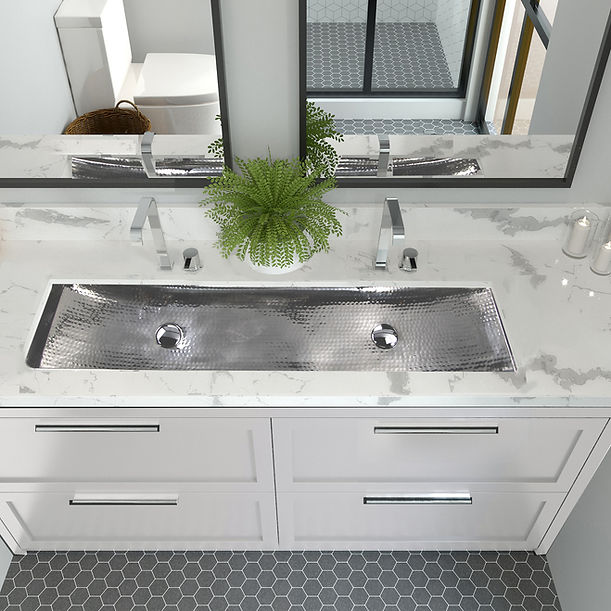 Nantucket TRS48-OF Stainless Steel Double Trough Undermount Bathroom Sink with Overflow