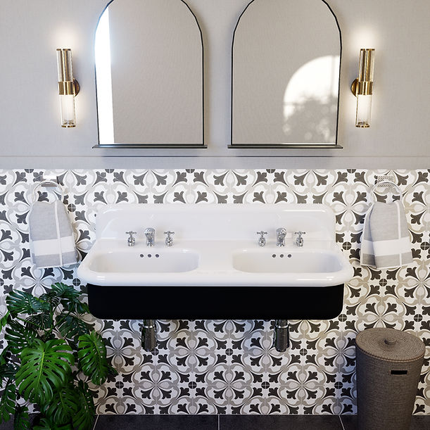 Nantucket Fireclay 30s Style Double Bowl Sink with White Bowls
