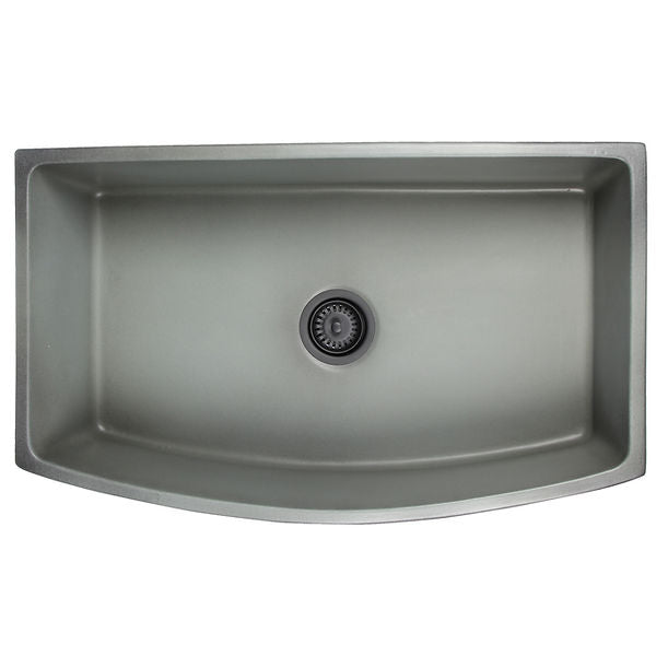Italian Made Fine Fireclay Curved Apron Farmer Sink Optional Bottom Grid - BG-FC3320CA