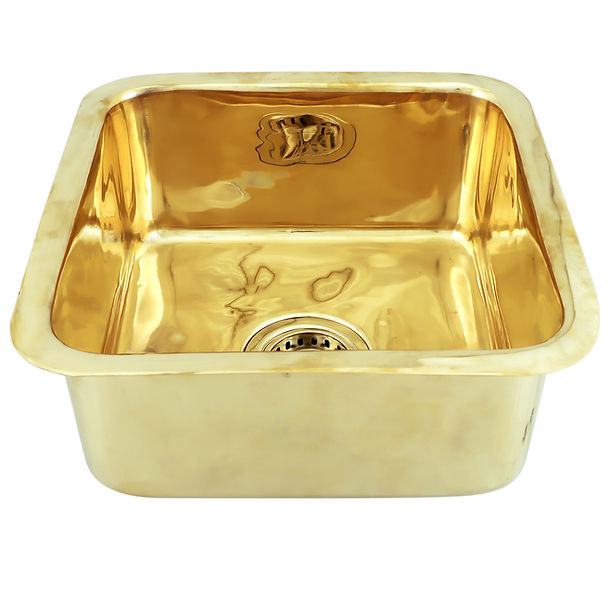 Nantucket SQRB-7SM 16.62" Smooth Unlacquered Brass Square Undermount or Top Mount Bar Sink