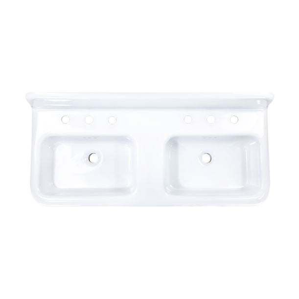 Nantucket Fireclay 30s Style Double Bowl Sink with White Bowls