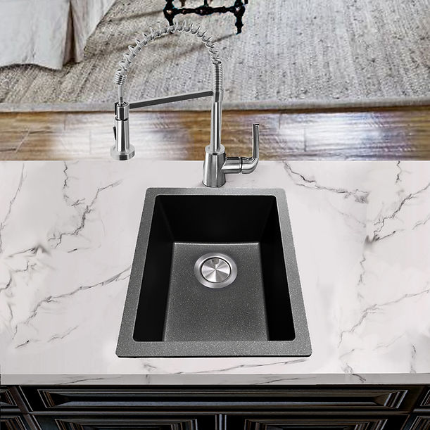 Nantucket 15" x 18" granite composite single bowl dualmount bar-prep sink
