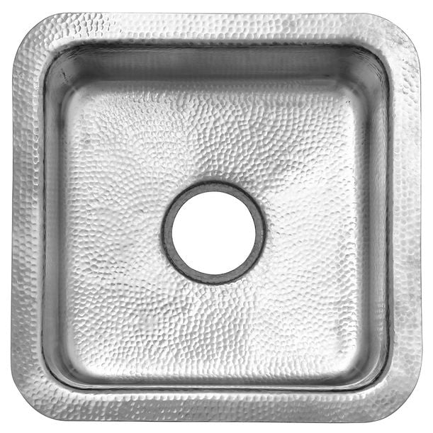 Nantucket SQRS-7MF 16.5" Square Hammered Stainless Bar Sink