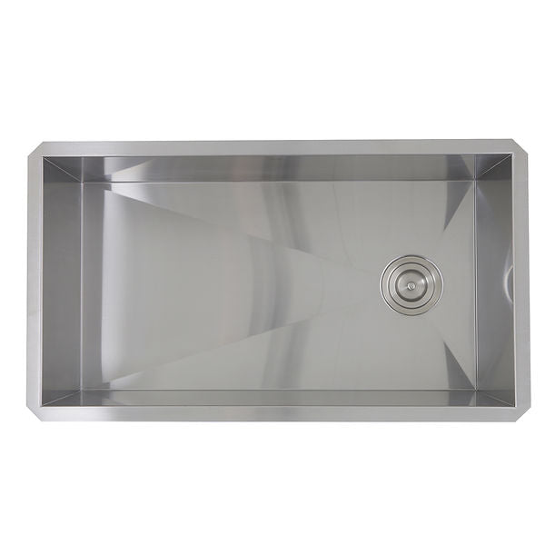Nantucket ZR3218-OSD - 32" Pro Series Large Rectangle Single Bowl Undermount Small Radius Stainless Steel Kitchen Sink, Offset Drain
