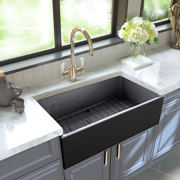 Nantucket 30" Farmhouse Fireclay Sink with Drain and Grid