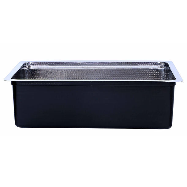 Nantucket Brightwork Collection Hammered Stainless Steel Large Single Bowl Prep Station Sink includes Accacia Cutting Board