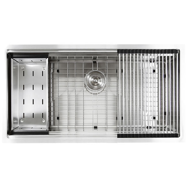 Nantucket SR-PS-3620-16 - 36" Pro Series Large Prep Station Single Bowl Undermount Stainless Steel Kitchen Sink with Compatible Accessories
