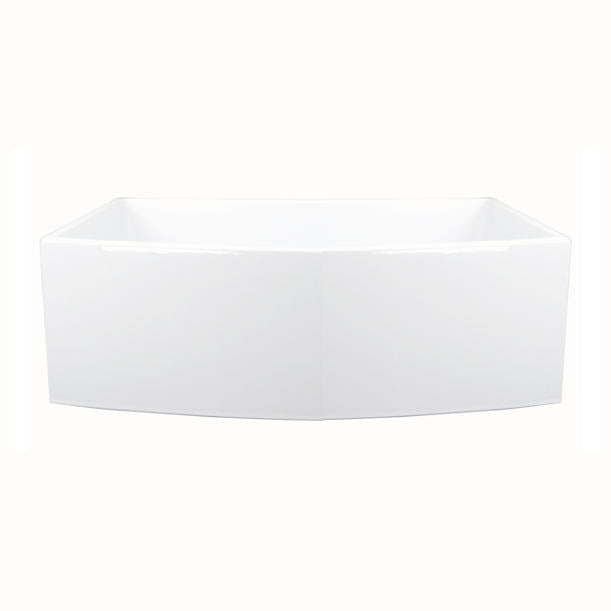 Nantucket Italian Made Fine Fireclay Curved Apron Farmer Sink in White