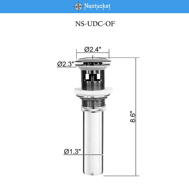 Nantucket Chrome Finish Umbrella Drain With Overflow NS-UDC-OF