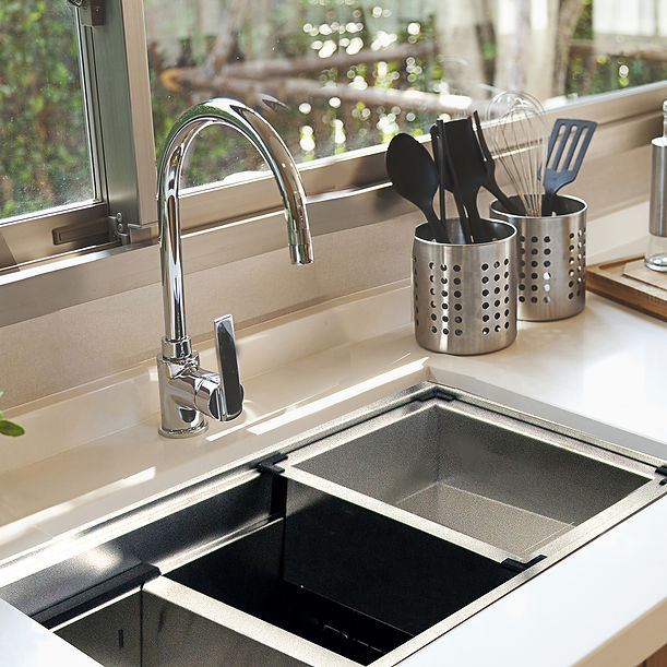 36" Pro Series Large Prep Station Single Bowl Undermount Stainless Steel Kitchen Sink, with Included Rinse Tray, Bottom Grid, Colander, and NS35CD Drain.