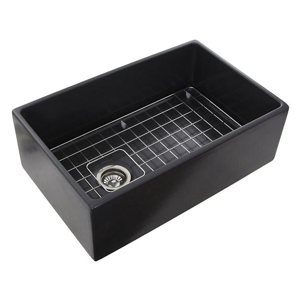 Nantucket 30" Farmhouse Fireclay Sink with Drain and Grid