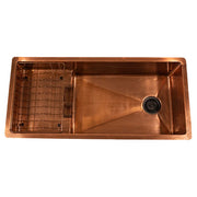 Nantucket STEPPE3918 Pro Series Undermount Smooth Copper Kitchen Sink with Compatible Accessories