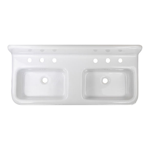 Nantucket Fireclay 30s Style Double Bowl Sink with White Bowls