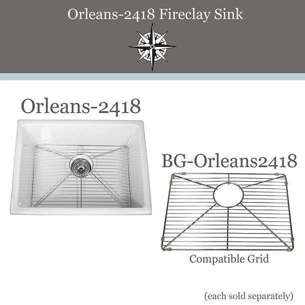 Orleans Collection Italian Fireclay 24" Fireclay Undermount / Topmount Sink