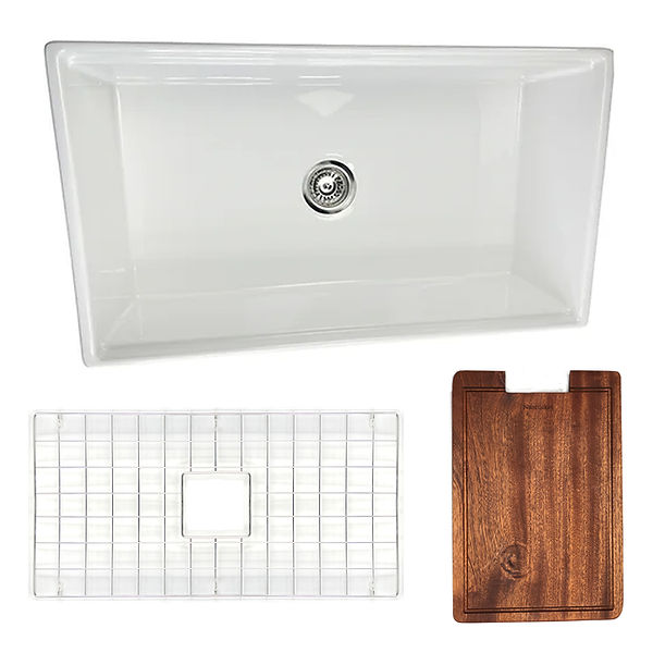 Nantucket 33" Matte Black Farmhouse Workstation Fireclay Sink with Centered Drain