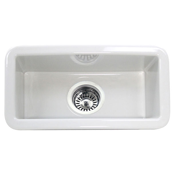 Nantucket Cape189 Single Bowl Dualmount Fireclay Bar-Prep Sink White