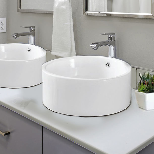 Nantucket Round White Vessel Sink With Overflow NSV213