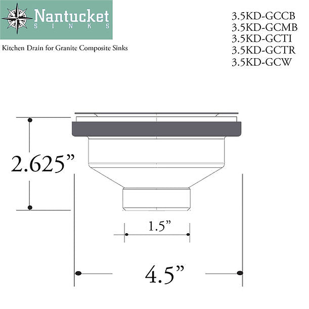 SINK DRAIN FOR GRANITE COMPOSITE SINKS WITHOUT OVERFLOW