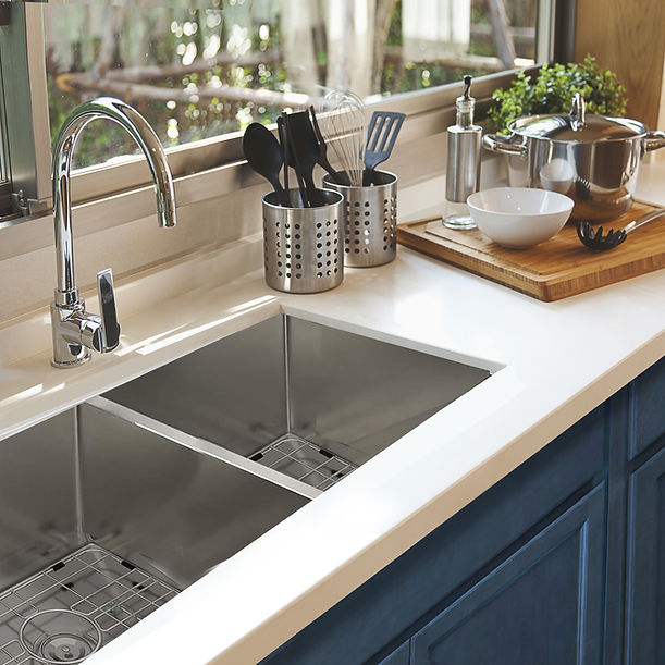 Nantucket SR3219-DE-16 - 32" Pro Series 50/50 Off Set Double Bowl Undermount Small Radius Kitchen Sink