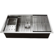 Nantucket SR-PS-3620-16 - 36" Pro Series Large Prep Station Single Bowl Undermount Stainless Steel Kitchen Sink with Compatible Accessories