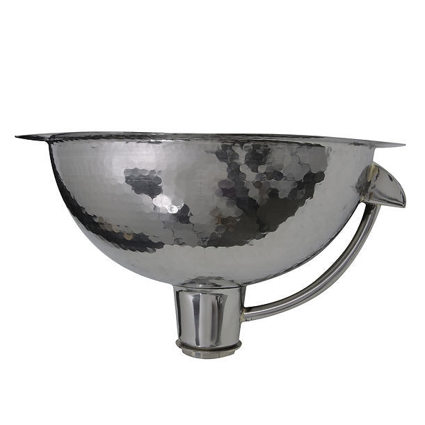 Nantucket ROS-OF 13" Hand Hammered Stainless Steel Round Undermount Bathroom Sink With Overflow
