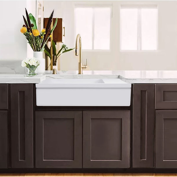 Nantucket 36" Italian Farmhouse Fireclay Sink with Built-In Drainboard