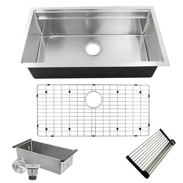 Nantucket SR-PS-3620-16 - 36" Pro Series Large Prep Station Single Bowl Undermount Stainless Steel Kitchen Sink with Compatible Accessories