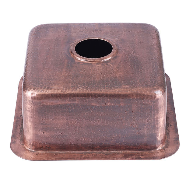 Nantucket SQRC-OF - 16.25" Hand Hammered Copper Square Undermount Bathroom Sink