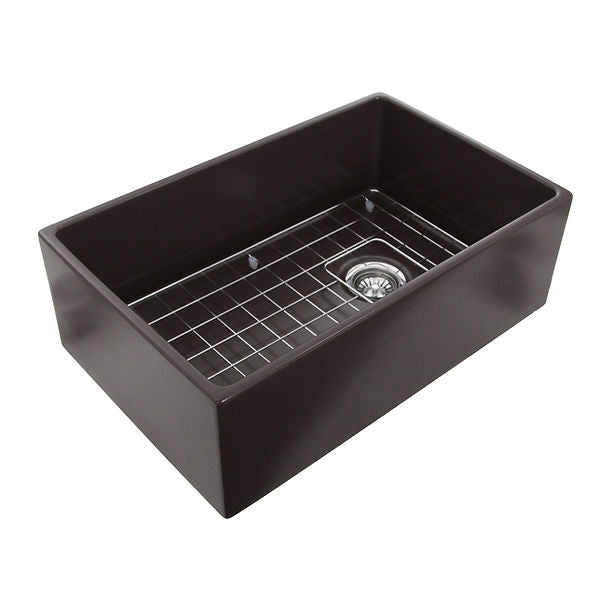 Nantucket 30" Farmhouse Fireclay Sink with Drain and Grid