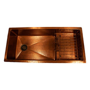 Nantucket STEPPE3918 Pro Series Undermount Hammered Copper Kitchen Sink with Compatible Accessories
