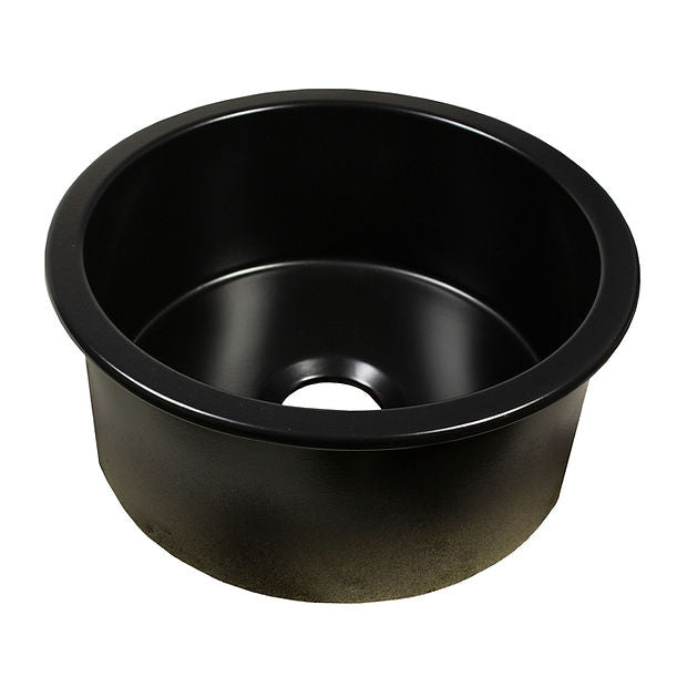 Nantucket 18" Fireclay Round Bar-Prep Sink In Matte Black