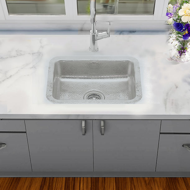 Nantucket RES - 20" Hammered Stainless Steel with a Matte Finish Rectangle Bar Sink