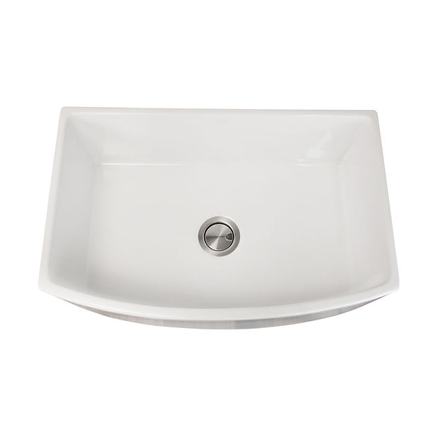 Nantucket Italian Made Fine Fireclay Curved Apron Farmer Sink in White