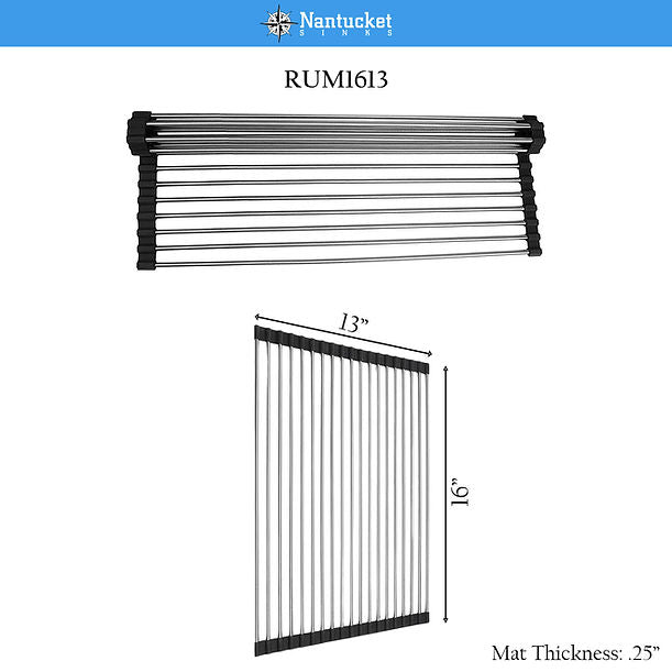 Nantucket Stainless Steel Roll Up Kitchen Mat - RUM1613