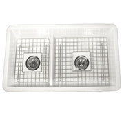 31" Fine Fireclay Double Bowl Dual Mount Sink with 60/40 BowlsIncludes 2 drains.