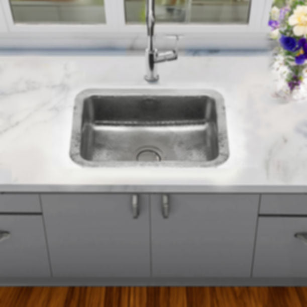 Nantucket RES - 20" Hammered Stainless Steel Rectangle Bar Sink