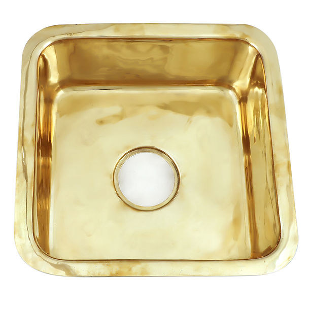 Nantucket SQRB-7SM 16.62" Smooth Unlacquered Brass Square Undermount or Top Mount Bar Sink