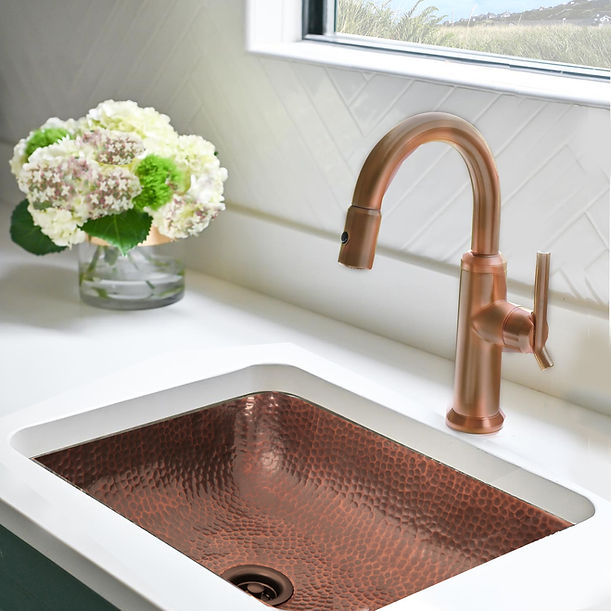Nantucket REHC-2.5 - Hammered Copper Rectangle Bar Sink