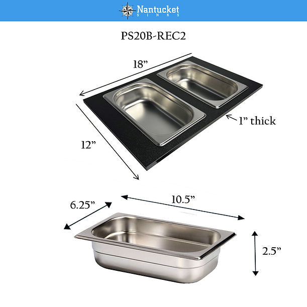 Nantucket - Black HDPE Cutting Board with Stainless Steal Bins