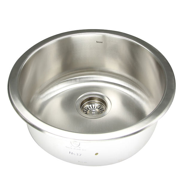 Nantucket NS37- Round Undermount Stainless Steel Bar/Prep Sink, 18 Gauge